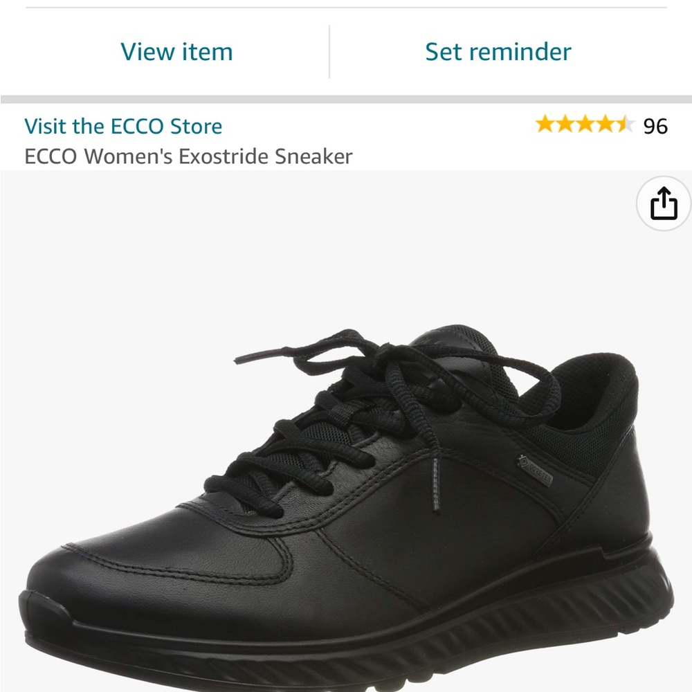 Women black leather Ecco sneakers 8/8.5